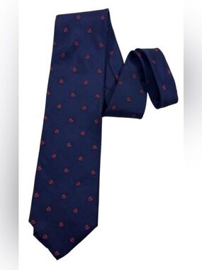 Louis Dell'Olio Silk Tie Navy Red Ladybug Italy Classic